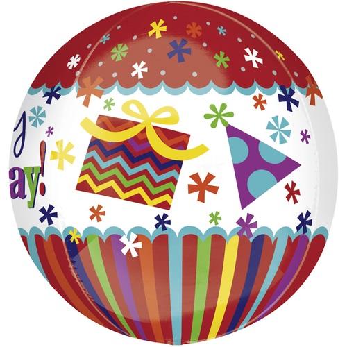 Ballon orbz Hélium Happy Birthday