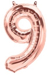 Ballon Chiffre 9 Rose Champagne 35cm