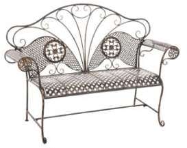 Banc design avec accoudoirs vintage en fer forgé laqué Banc design avec accoudoirs