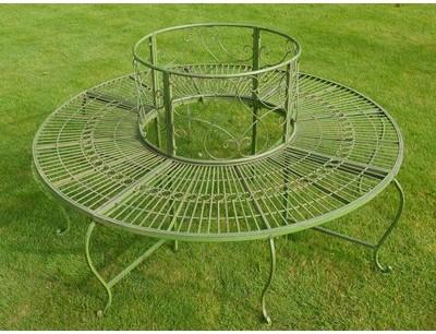 Banc tour darbre en fer forgé finition vert antiq