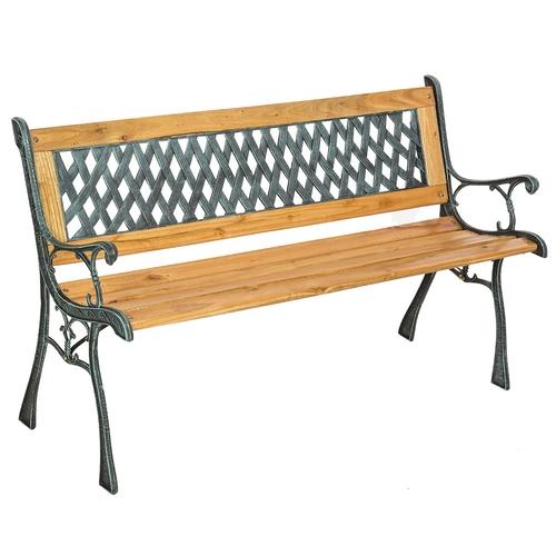Banc de Jardin en Bois et Fonte 128 cm x 51 cm x 7