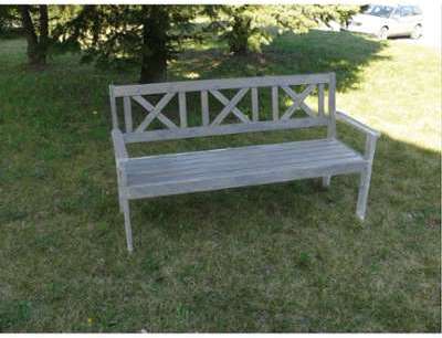 Banc de jardin 3 places cérusé 150cm - CROSS Banc de jardin 3 places cérusé