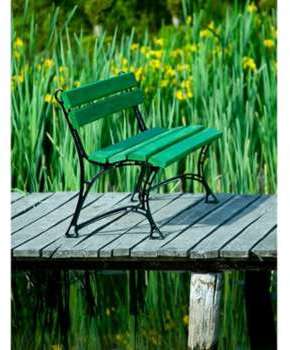 Banc de jardin vert en bois et aluminium 180 cm - COOK Banc de jardin vert en bois