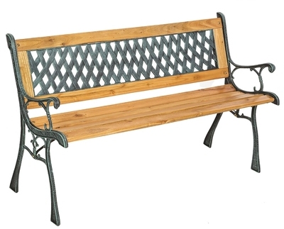 Banc de Jardin en Bois et Fonte 128 cm x 51 cm x 7