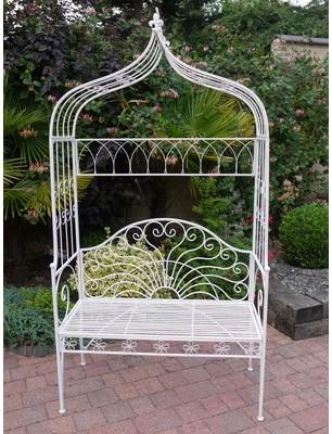 Banc de jardin avec arche en fer forgé