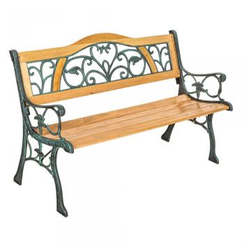 Banc de Jardin en Bois et Fonte 124 cm x 60 cm x 8