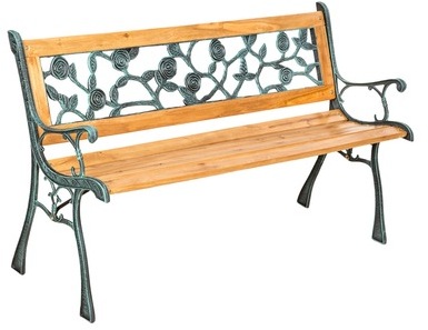 Banc de Jardin en Bois et Fonte 124 cm x 52 cm x 7