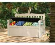Coffre-banc de jardin en résine 265 L BOGOTA Beige Coffre-banc de jardin en résine