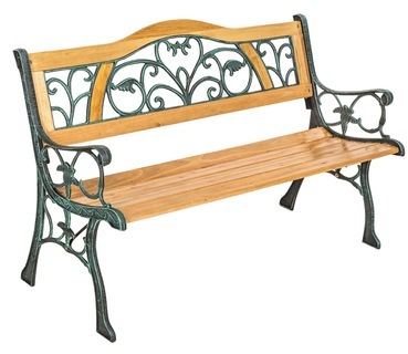 Banc de Jardin en Bois et Fonte 124 cm x 60 cm x 8