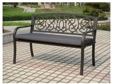 Banc de jardin Mexico en acier et fonte avec couss