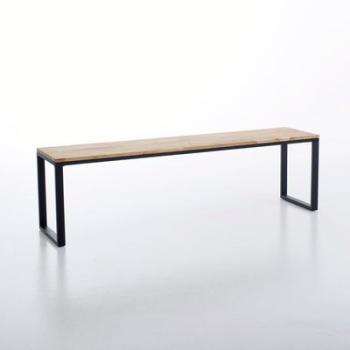 Banc chêne massif huilé abouté/acier L160 cm, Hiba