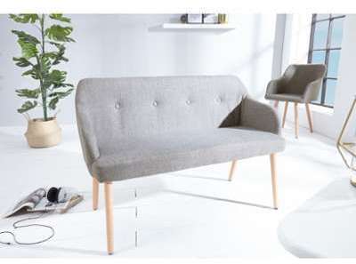 Banc scandinave tissu gris Svein 80 cm Banc scandinave tissu gris