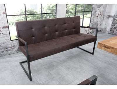 Banc design en métal cuir brun Logan 160 cm Banc design en métal cuir