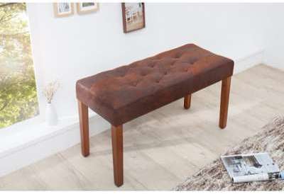 Banc design capitonné en bois/microfibre marron Ro