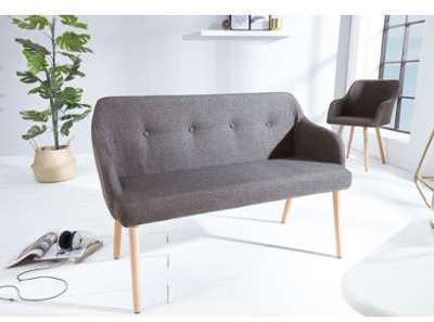 Banc scandinave tissu gris foncé Svein 80 cm Banc scandinave tissu gris