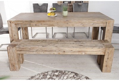 Banc de style rystique en bois dacacia massif col