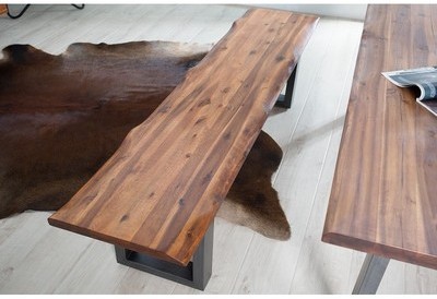 Banc contemporain en bois dacacia massif