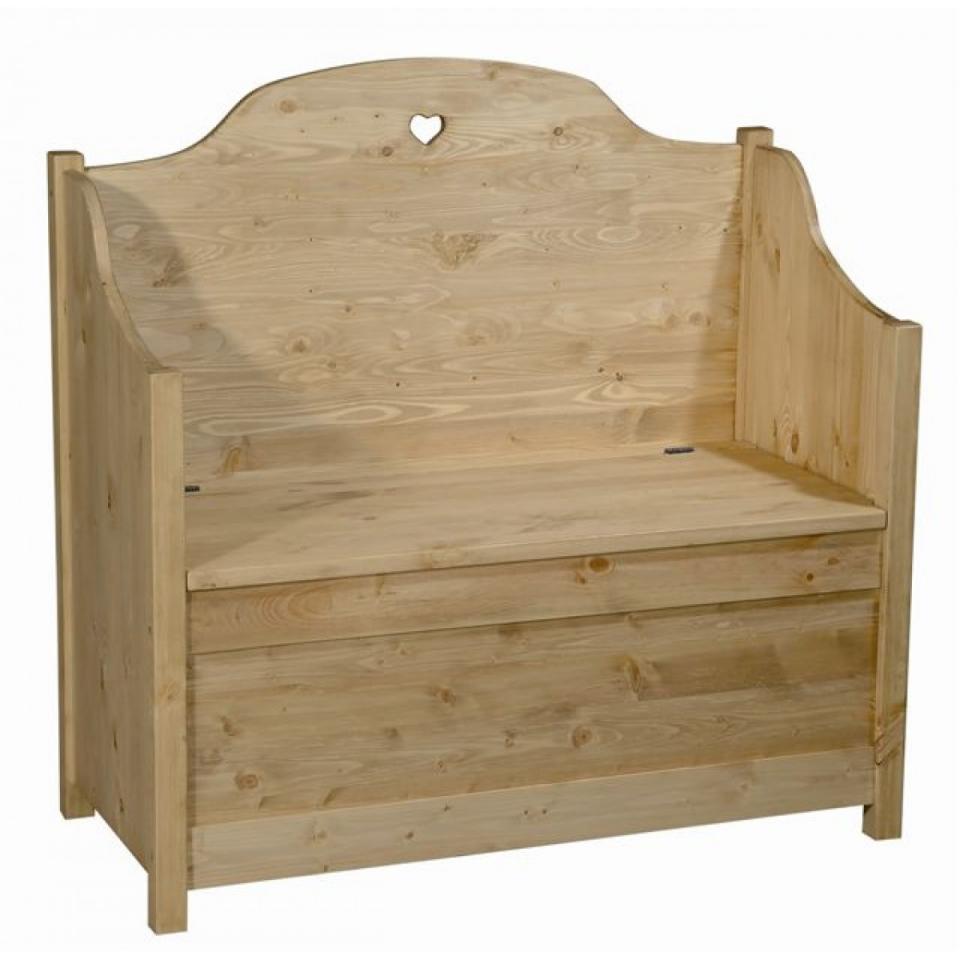 Banc avec coffre pin massif coeur