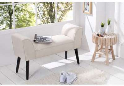 Banc design en bois/tissu crème Lotta 90 cm