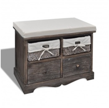 VidaXL Banc de rangement brun en bois avec 2 panie