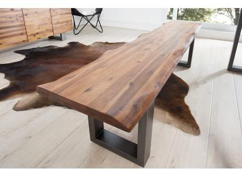 Banc en bois massif acacia acier inox noir Genesis Banc en bois massif acacia
