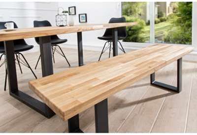 Banc moderne en bois massif avec piètement en méta