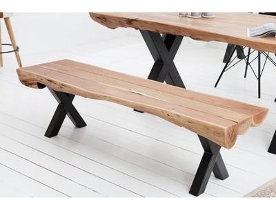 Banc en bois massif acacia acier Amazonas 170 cm Banc en bois massif acacia