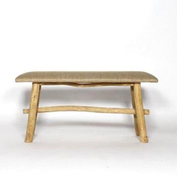 Banc teck et toile de jute