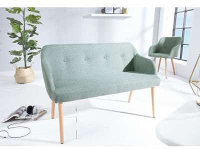 Banc scandinave tissu vert Svein 80 cm Banc scandinave tissu vert