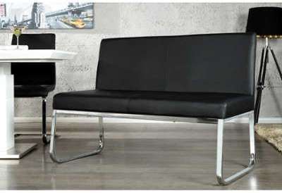 Banc 120 cm en simili cuir avec piétement chromé c