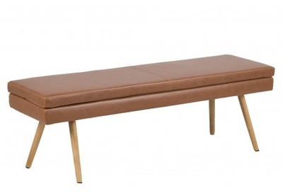 Banc design scandinave en simili cuir coloris brun