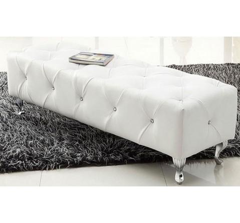 Banc capitonné Lady strass blanc