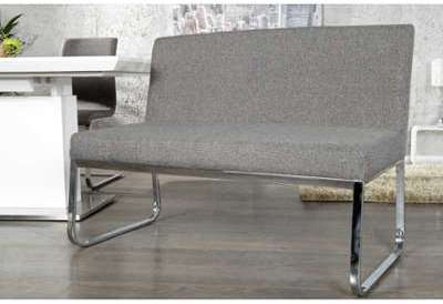 Banc 120 cm en tissu avec piétement chromé coloris