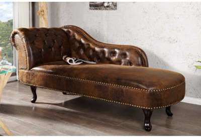 Méridienne Chesterfield design marron antique