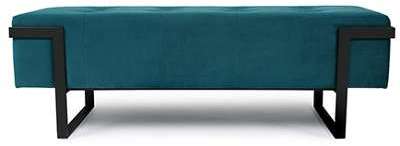 Banc capitonné - velours bleu pétrole - Vertigo -