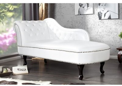Méridienne Chesterfield en simili cuir blanche