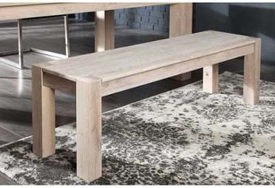Banc 160 cm en bois massif coloris blanc huilé
