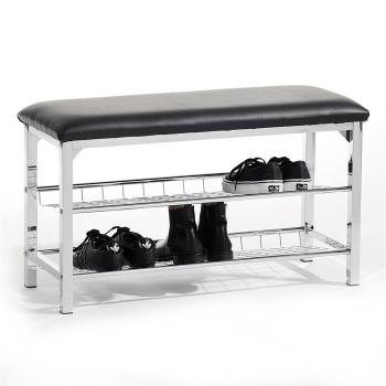 Banc avec étagère à chaussures INA, chromé/noir 2