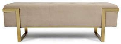 Banc capitonné - velours taupe - laiton - Vertigo