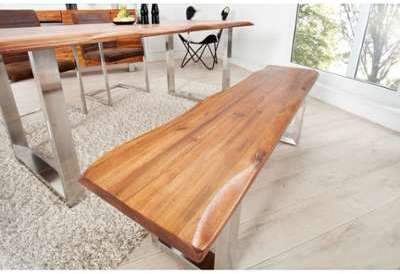Banc 160 cm en bois dacacia et piètement en acier