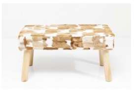 Banc en bois massif fourrure peau de chèvre marron Banc en bois massif fourrure