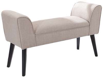Banc design en tissu coloris sable avec piétement en Banc design en tissu coloris