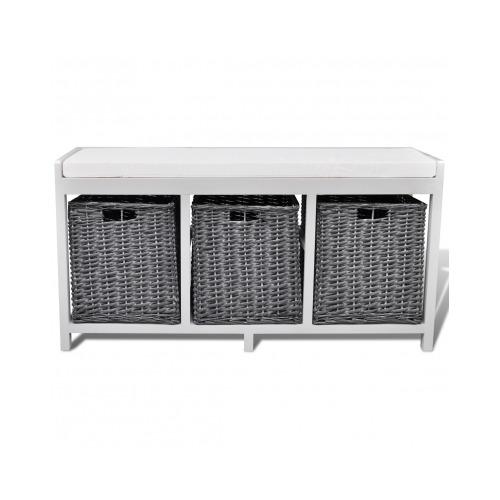 VidaXL Banc de rangement avec 3 paniers, coussin i