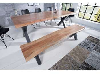 Banc style industriel en bois acacia avec pieds croisés Banc style industriel en bois
