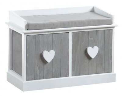 Banc Avec Rangements Poignées Coeur En Bois - Aubr