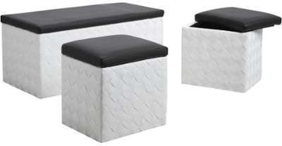 Banc coffre + 2 coffres poufs en corde