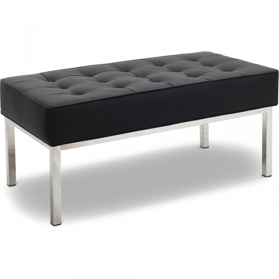 Banc style Knoll (2 places) - Simili Cuir Noir