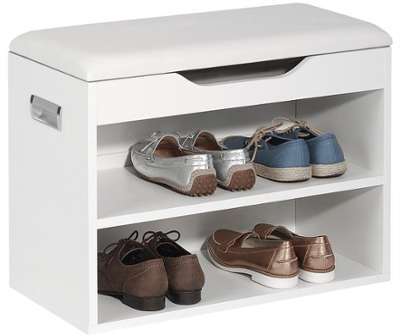 Banc à chaussures ZAPATO 2 étagères blanc mat Banc à chaussures ZAPATO 2