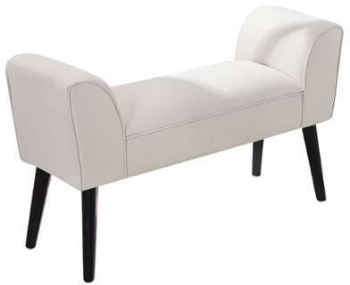 Banc design en tissu coloris crème avec piétement en Banc design en tissu coloris