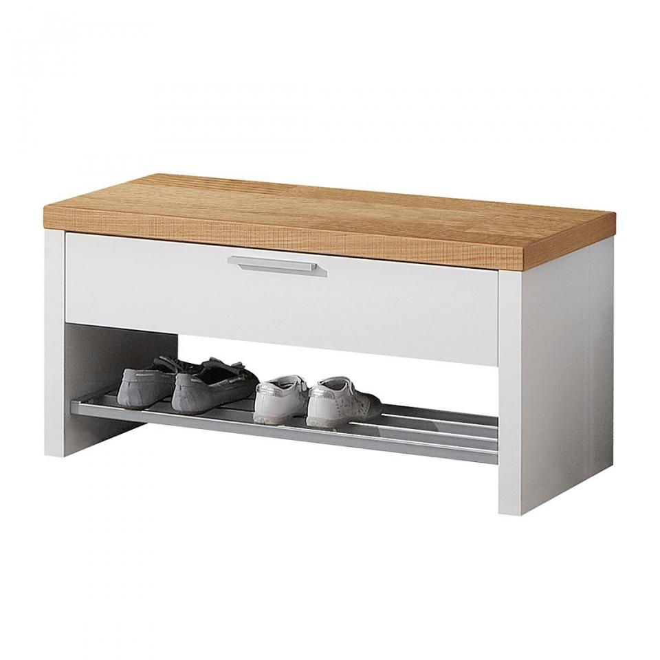 Banc de vestibule Ellison I - Blanc brillant / Chê